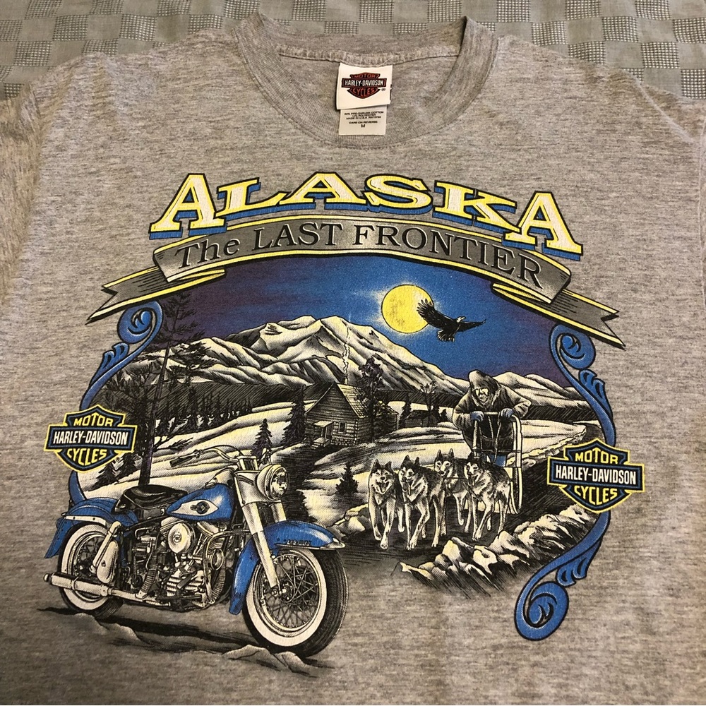 Harley Davidson gray top t shirt Anchorage Alaska size medium